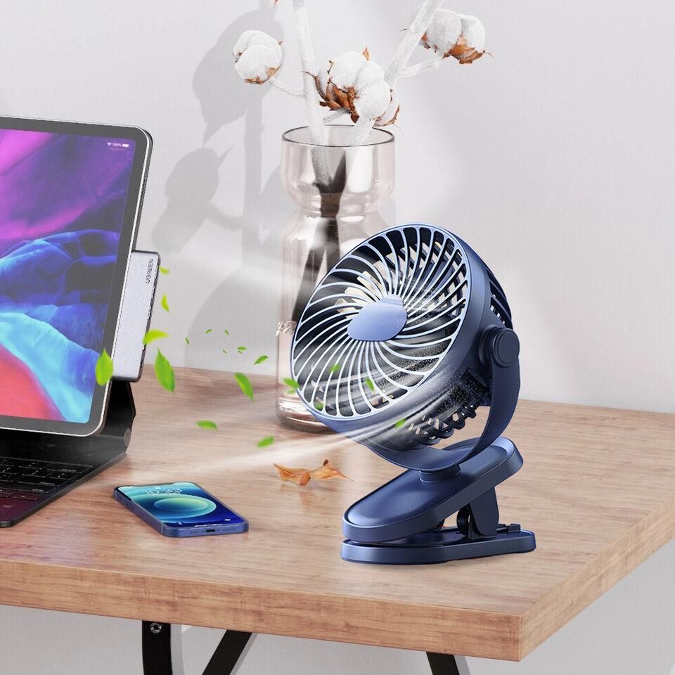 USB Silent Fan 3 Speed Handheld Fan 1200mAh Table Fan